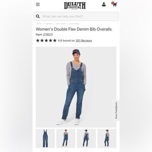 Duluth Trading Co Women's Double Flex Denim Overalls